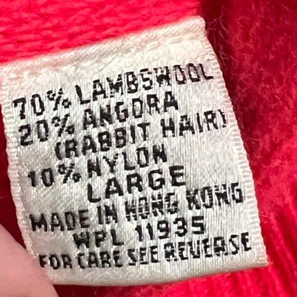 Christie & Jill Red Lambswool Angora Mock Neck Sweater with Button Detail Large - Picture 9 of 9